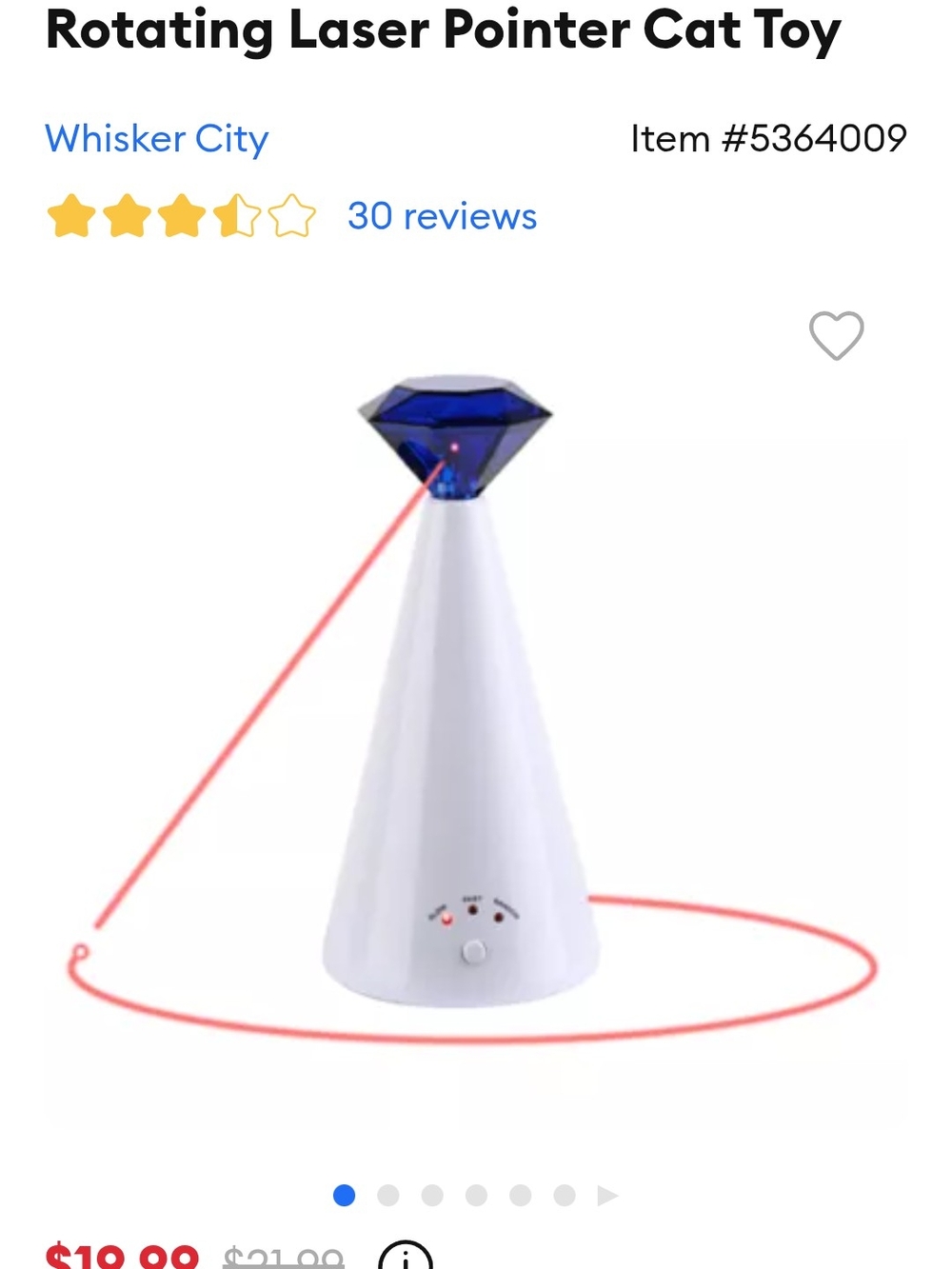 Whisker City White & Blue Rotating Laser Cat Toy